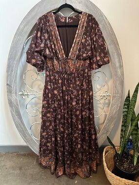 free people brown floral dress Free People free swinging Mini Dress